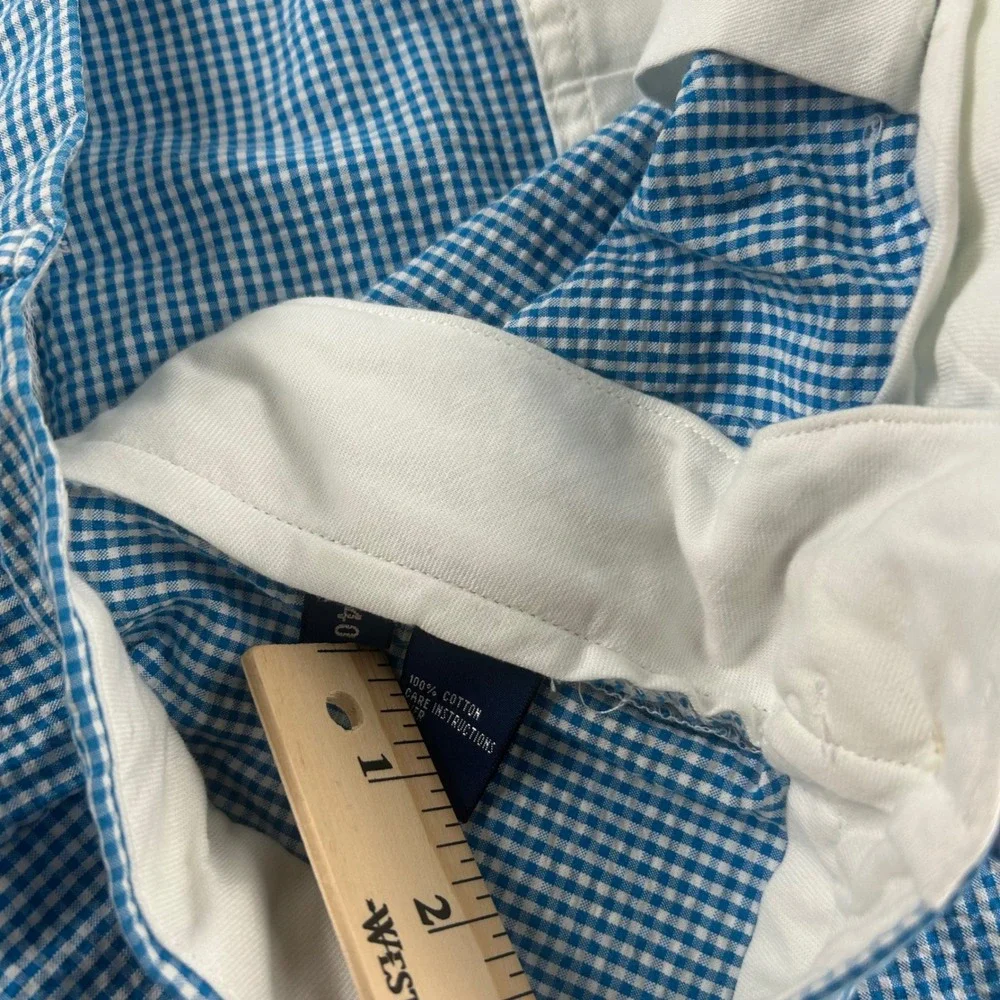 Polo Golf Ralph Lauren Mens 40 Blue Gingham Fairway Short Pleated  Seersucker